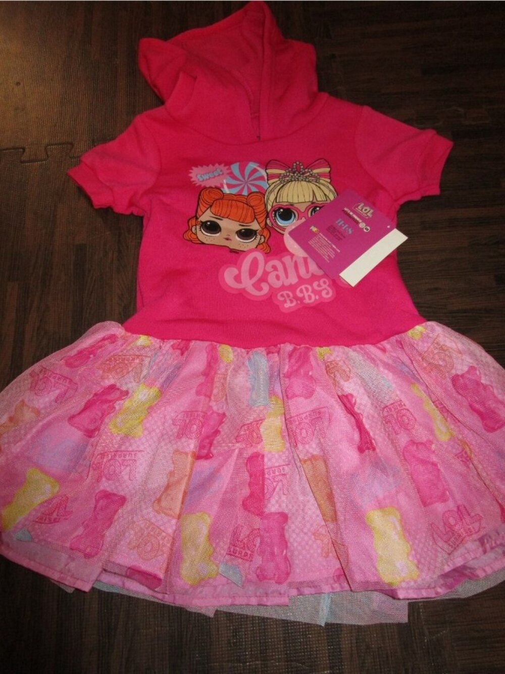 LOL Surprise Girls Hooded Dress with Tulle Skirt Size 7-8 NWT